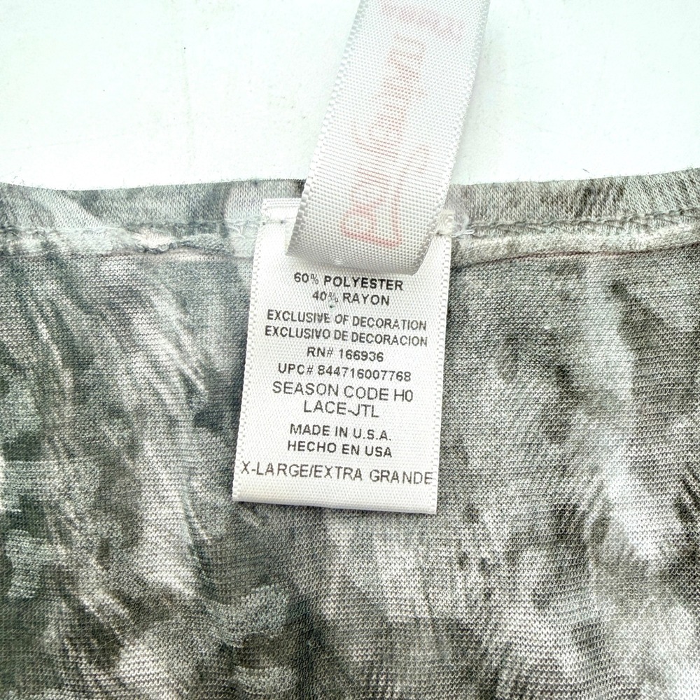 Y2K Bohemian Army Womens XL Feather Print Rhinestone Short Sleeve Top Blue Grey - Picture 6 of 8